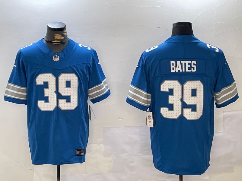 Men Detroit Lions #39 Bates Blue three generations 2024 Nike Limited NFL Jersey style 1